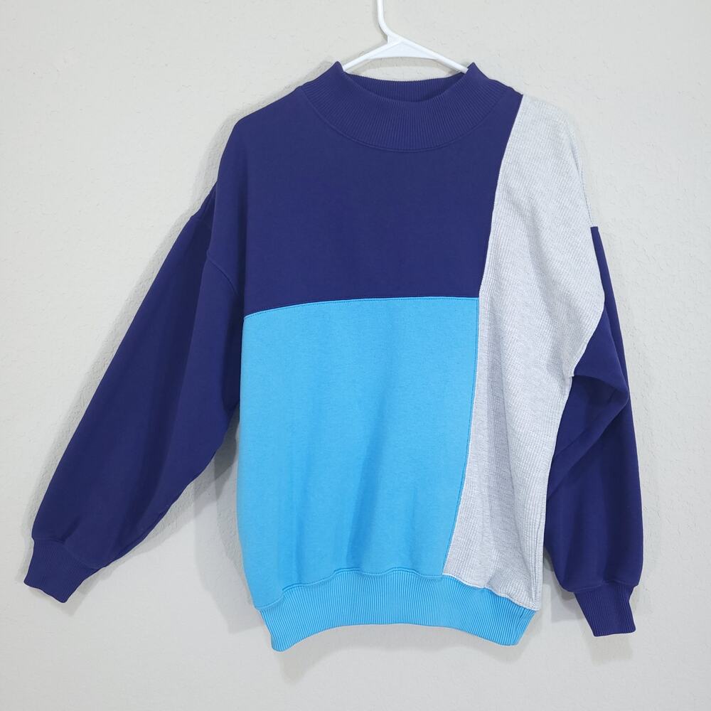 John Ashford Sweatshirt Womens L - XL Blue Colorblock Athleisure Sporty …